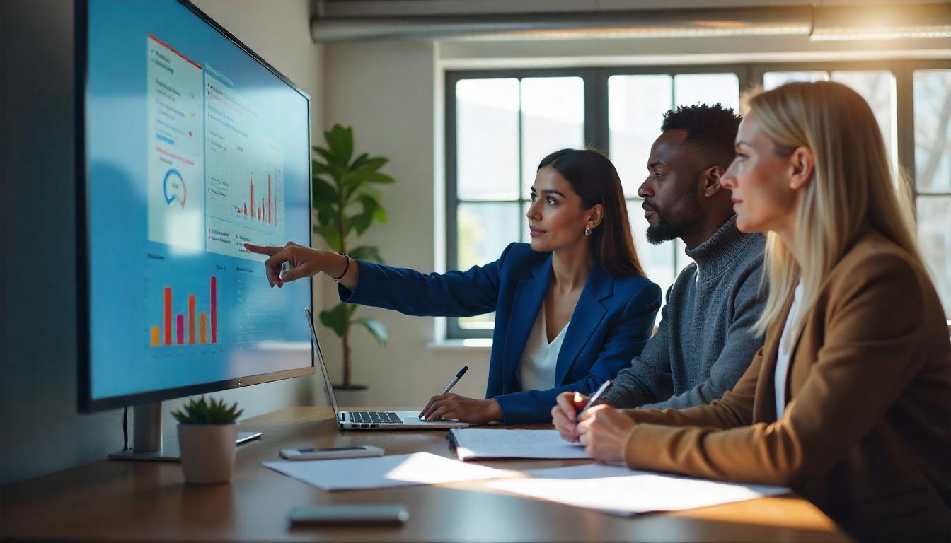 un equipo reunido revisando historias de clientes Tema:Cómo desarrollar la empatía con el cliente